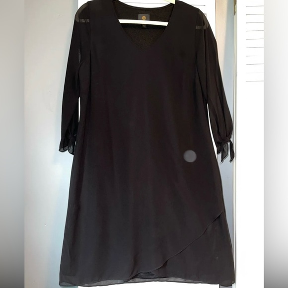 NWT JM Collection Tie Sleeve‎ Necklace Sheath Dress Deep Black Size Petite Small - Picture 1 of 6
